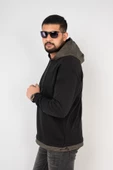 KAPŞONLU SİYAH RENK REGULAR FİT ERKEK SWEATSHİRT thumbnail 3
