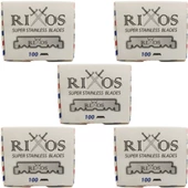 5x Rixos Super Stainless Berber Ustura Tıraş Bıçağı, 100'lü Paket Yarım Jilet - 1
