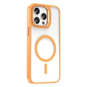 Apple iPhone 15 Pro Max Kılıf Magsafe Şarj Özellikli Standlı  Magsafe Klon Lensli Kapak - 8