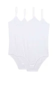 2 Adet Battal Beden İp Askılı Kadın Çıtçıtlı Body Beyaz thumbnail 1