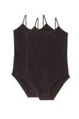 2 Adet Battal Beden İp Askılı Kadın Çıtçıtlı Body Siyah thumbnail 1