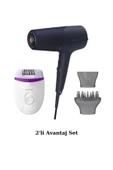 PHİLİPS Bhd510/10 2300W Saç Kurutma Makinesi - Bre225 32 Cımbızlı Yıkanabilir Başlıklı Epilatör 2'Li Set - 1
