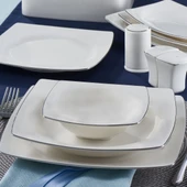 GÜRAL PORSELEN Caroline 62 Parça 12 Kişilik Kare Yemek Takımı Gümüş Yaldız 220 thumbnail 3