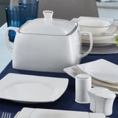 GÜRAL PORSELEN Caroline 62 Parça 12 Kişilik Kare Yemek Takımı Gümüş Yaldız 220 thumbnail 2