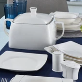 GÜRAL PORSELEN Caroline 62 Parça 12 Kişilik Kare Yemek Takımı Gümüş Yaldız 220 thumbnail 2