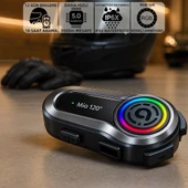 Mioji Mio 120 2x RGB 1000mAh IPX6 1500m 2 Kişilik Kask Intercom Motosiklet Bluetooth Kulaklık - Siyah thumbnail 1