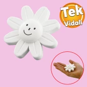 Plastik Papatya Gülücüklü Beyaz Renk Mobilya Çoçuk Odası Dolabı Kapak Kulpu Çekmece Kulbu 5 ADET - 3