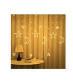 5 Metre Ay Yıldız Perde LED Işık Animasyonlu  Fişli Yıldızlı Saçaklı LED Perde Süsleme - 3
