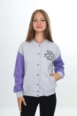 Kız Çocuk Kolej Tarz B Baskılı Ceket 7 -12 Yaş 7185 - 4