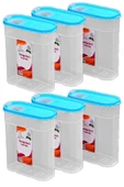 6 Adet Plastik 5 Litre Kapaklı Erzak Saklama Kabı Kutusu Takımı - 2