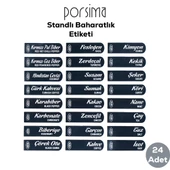 Porsima 1165 Simple Baharatlık Standlı 12 Li Kendinden Yapışkanlı Kaşıklı Kapaklı Baharatlık Takımı-Etiketli Baharatlık- - 4