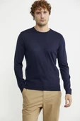 Erkek Sıfır Yaka Basic Triko Kazak - Lacivert thumbnail 2