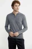 Erkek Polo Yaka Triko Kazak - Füme - 2
