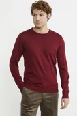 Erkek Sıfır Yaka Basic Triko Kazak - Bordo thumbnail 4