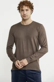 Erkek Sıfır Yaka Basic Triko Kazak - Vizon - 1
