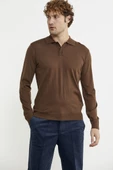 Erkek Polo Yaka Triko Kazak - Kahve thumbnail 3