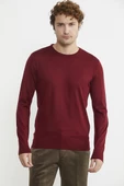Erkek Sıfır Yaka Basic Triko Kazak - Bordo thumbnail 1