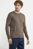 Erkek Sıfır Yaka Basic Triko Kazak - Vizon - 3
