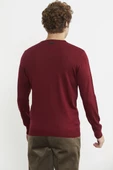 Erkek Sıfır Yaka Basic Triko Kazak - Bordo thumbnail 6