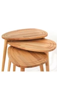 Sweet Masif Doğal Ahşap Orta Sehpa ve 2'li/3'lü Zigon Sehpa Set, Modern Masif Yan ve Orta Sehpa - 3