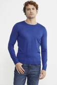 Erkek Sıfır Yaka Basic Triko Kazak - Saks - 4