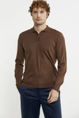 Erkek Polo Yaka Triko Kazak - Kahve thumbnail 2