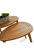 Sweet Masif Doğal Ahşap Orta Sehpa Ve 2'li Zigon Sehpa Set, Modern Masif Yan Ve Orta Sehpa Set - 3