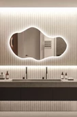 Led Işıklı - Beyaz Işık Rengi - Modern Dekoratif Duvar Aynası - 5