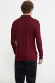 Polo Yaka Düğmeli Triko Kazak - Bordo - 6