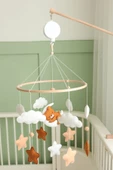 (MÜZİKSİZ) Askı Aparatı Ayıcık Temalı Bebek Beşik Dönencesi, El Yapımı - 1