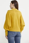 Yarasa Kol Polo Yaka Yünlü Triko Kazak - Sarı thumbnail 5