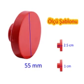 Plastik Yuvarlak Düz Kırmızı Renk Oda Mobilya Mutfak Dolabı Kapak Kulpu Çekmece Kulbu 1 ADET thumbnail 2