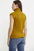 Yünlü Tam Balıkçı Kolsuz Triko Süveter - Hardal thumbnail 6