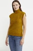 Yünlü Tam Balıkçı Kolsuz Triko Süveter - Hardal thumbnail 5