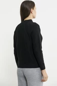 Yünlü Motif Detaylı Dik Yaka Triko Kazak - Siyah thumbnail 5
