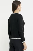 Dilimli Yaka Detaylı Kısa Yün Triko Hırka - Siyah thumbnail 6