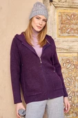 Kapüşonlu Tam Fermuarlı Yünlü Triko Hırka - Mor thumbnail 1