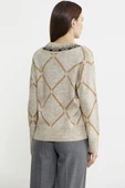 Jakarlı Çok Desenli Yünlü Triko Kazak - Bej thumbnail 5