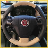 Fiat Linea Tuşlu Araca Özel Direksiyon Kılıfı (Mat Krem) thumbnail 1