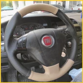 Fiat Linea Tuşlu Araca Özel Direksiyon Kılıfı (Karbon Krem) thumbnail 3