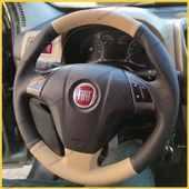 Fiat Linea Tuşlu Araca Özel Direksiyon Kılıfı (Mat Krem) thumbnail 2