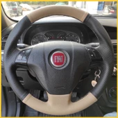 Fiat Linea Tuşlu Araca Özel Direksiyon Kılıfı (Karbon Krem) thumbnail 1