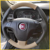 Fiat Linea Tuşlu Araca Özel Direksiyon Kılıfı (Karbon Krem) thumbnail 2