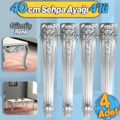 Nehir Plastik 4 Adet Sehpa Ayağı 40 cm Gümüş Renk Orta Ayak Zigon Sehpa Mobilya Masa Ayakları Gri thumbnail 1