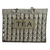 T.Concept Dekoratif Hasır Halatlı Zarif Telli Çok Amaçlı Dikdörtgen Sepet Gri-Beyaz Büyük (L) - 2