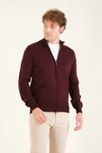 Erkek Dik Yaka Fermuarlı Hırka Bordo thumbnail 1
