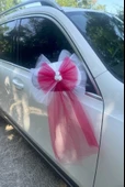 5 Adet Beyaz Kırmızı Kristal Tül Beyaz Latex Gül Kuyruk Detaylı Düğün Nikah Kına Sünnet Konvoy Süsü - 3