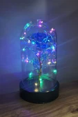 Siyah Tabanlı Led Işıklı Sevgililer Günü Solmayan Sonsuzluk Gülü Fanuslu Gece Lambası - 5