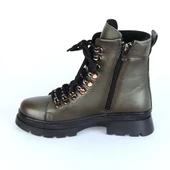 Bulldozer 240804-Z Yeşil Kürklü Deri Kadın Düz Bot thumbnail 7