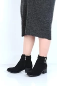Ayakcenter 23-8019 Kösem Siyah Süet 5Cm Topuklu Kadın Bot thumbnail 3